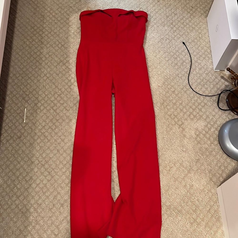 Gorgeous red strapless jumpsuit